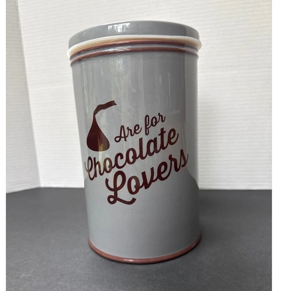 Hershey's Kisses Fitz and Floyd Chocolate Lovers Grey Ceramic Canister Jar 9